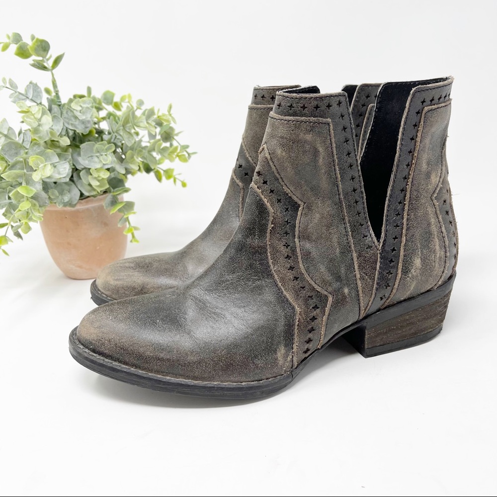 Very Volatile Boho Western Distressed Ankle Bootie